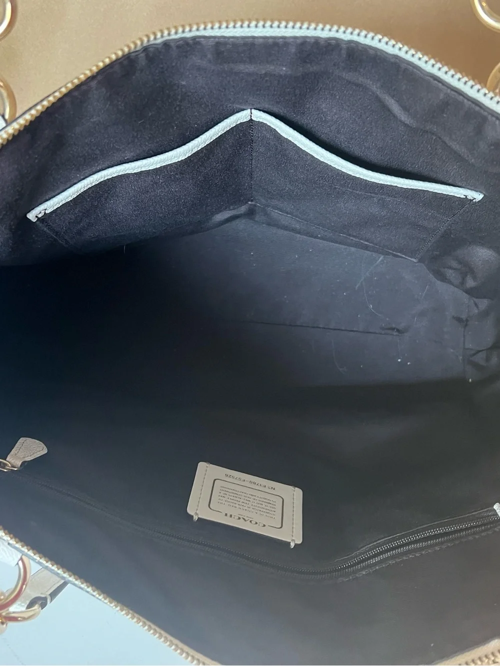 Coach White Leather Tote with Gold-Tone Hardware